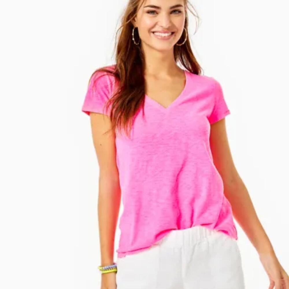 Pink V-Neck Women's Top